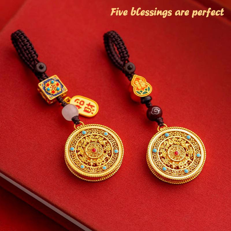 Chinese Vintage Car High-Grade Keychain Gold Bag Pendant Delicate Feature Hand-Woven Diy Charm Boyfriend Gift
