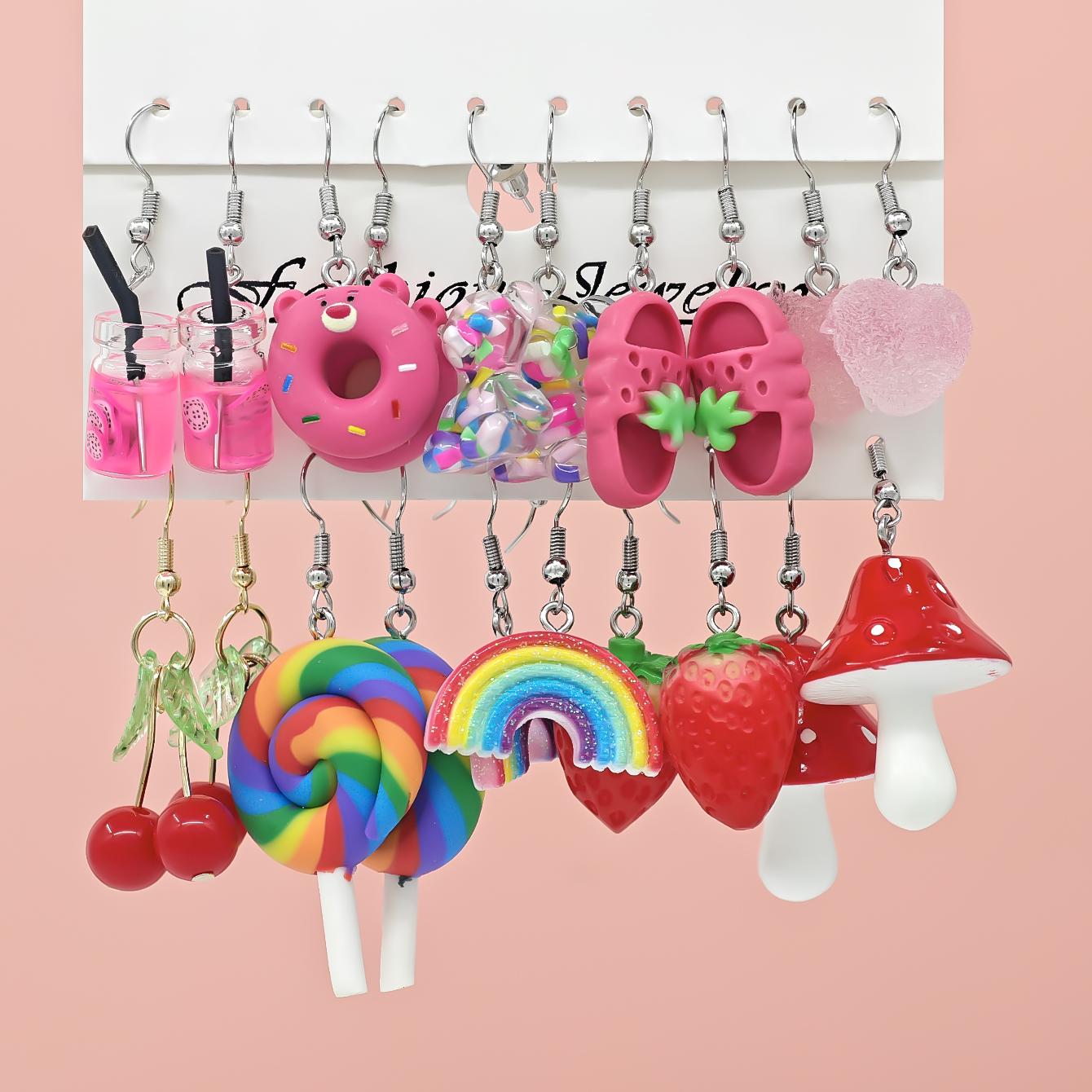 20pcs Cross border jewelry acrylic earring set for women, new handmade exaggerated dopamine earring earrings
