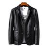 Men's Slim Fit Korean Style Leather Jacket - Trendy Business Outerwear for Autumn/Winter Motorcycle Fashion.