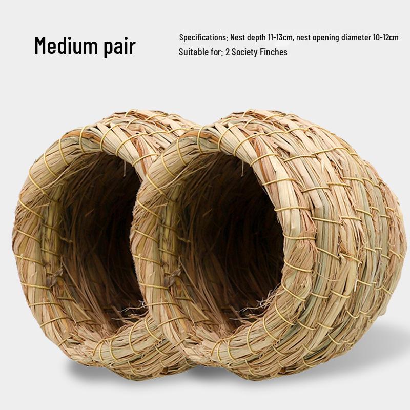 Hand-Woven Straw Nest for Small Birds: Parrot, Budgie, Conure, Finch