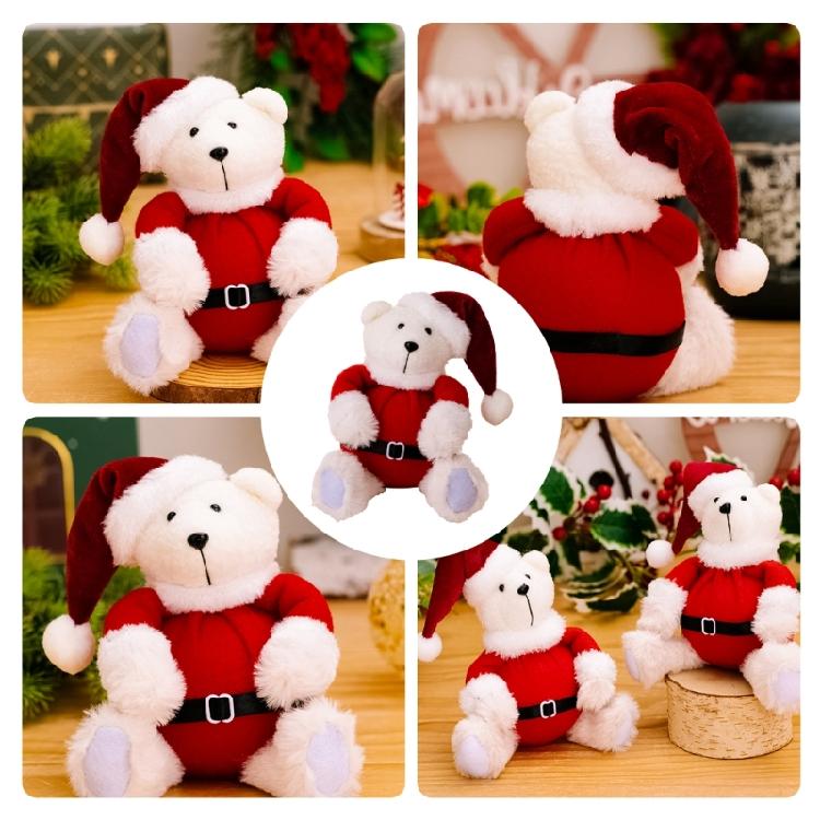 Plüsch Sitzender Bär Puppe Figur Weihnachts-Thema Tier Ornament mit Weihnachtsmann Kostüm Stilvolle Wohnaccessoires