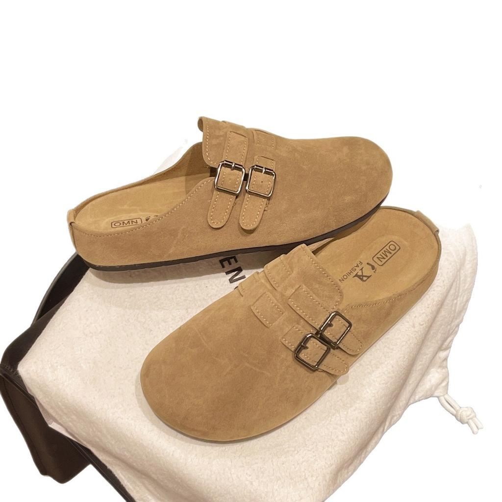 Fashion Crestar Suede Clogs For Women Lady Fashion Flat Slippers Outdoor Non-Slip Round Toe Mules Casual Potato Shoes With Arch Support