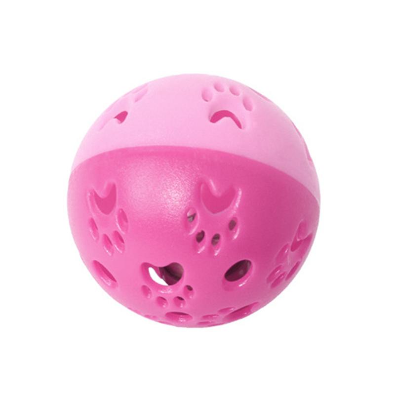 Interactive Plastic Cat Toy Collision Colors Cat Ball with Hollowed-out Paws and Bell Pet Chew Toy