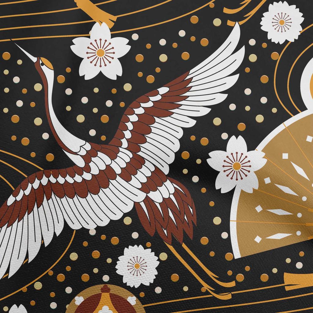 oneOone Cotton Flex Dark Gray Fabric Asian Japanese Pattern Sewing Material Print Fabric By The Yard 40 Inch