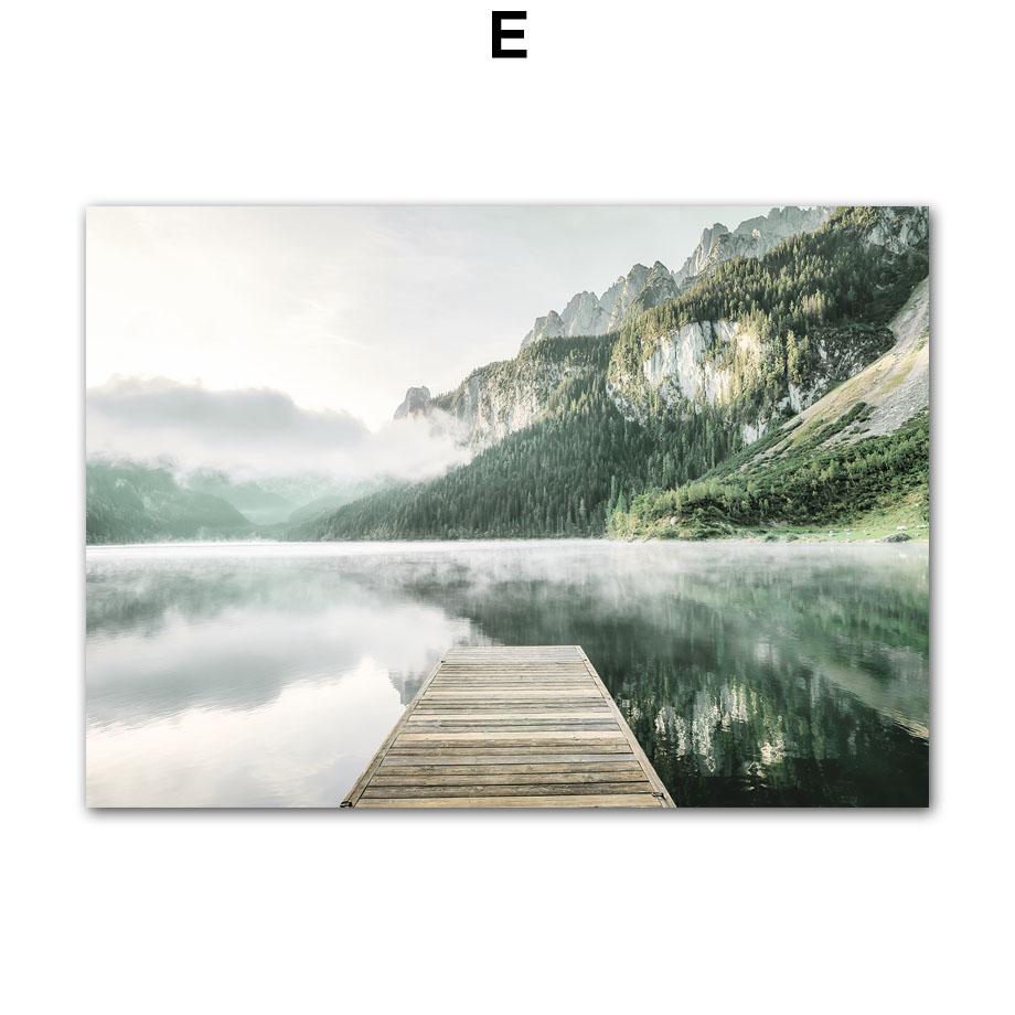 Sommer Grün See Wald Hügel Blume Abstrakte Nordic Poster Und Drucke Wand Kunst Leinwand Malerei Dekor Bilder Wohnzimmer