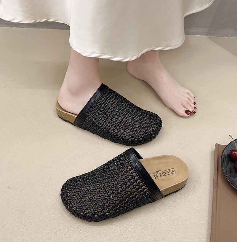 Fashion Fashion Summer Women Mesh Slippers Breathable New Female Sweet Bowknot Ladies Slip-on Mules Shoes Women's Causal Flat Slippers