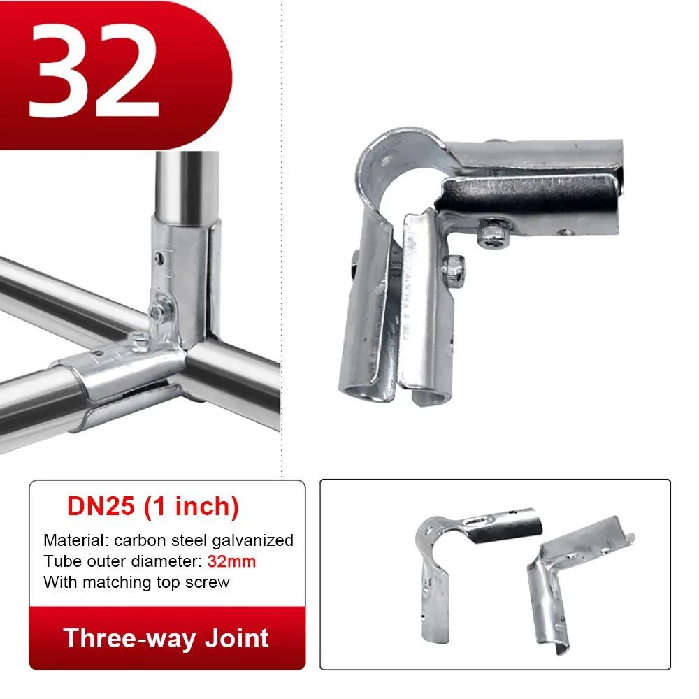 1Pcs Durable Carbon Steel Galvanized Pipe Joint Round 20/25/32mm Tube Connector Fixed Clamp Furniture Hardware