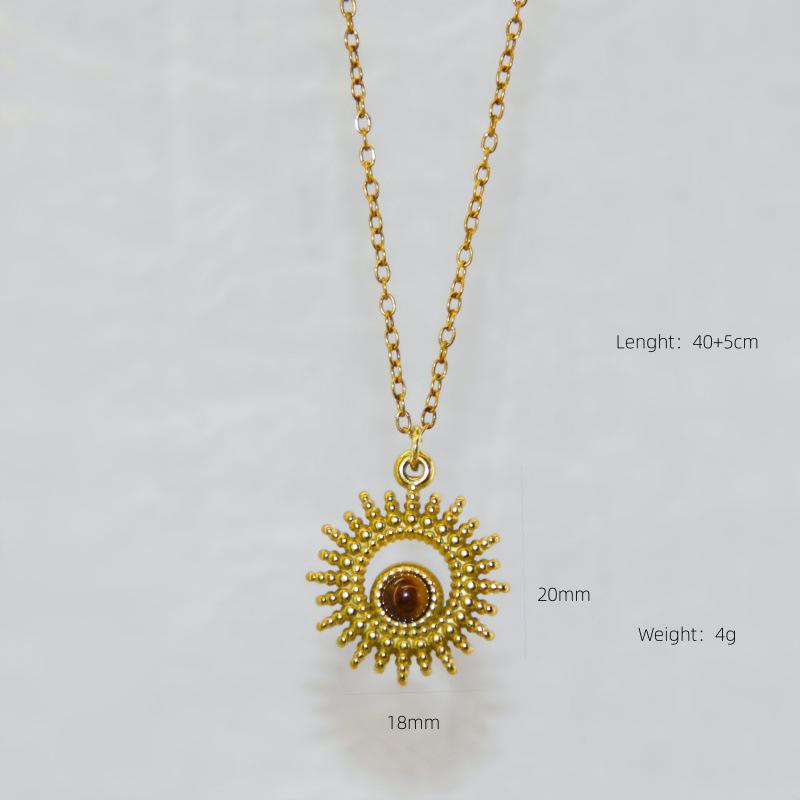 Maillard Tiger Eye Titanium Necklace: Non-Fading, Light Luxury Women's High-End Retro Pendant