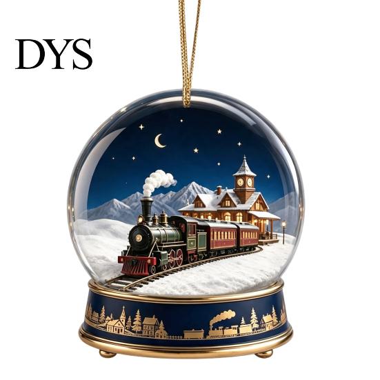 Holiday Party Supplies Christmas Crystal Ball Style Pendant with Hanging Rope, 2D Flat Acrylic Unique Keepsakes Ornament for Tree Decoration