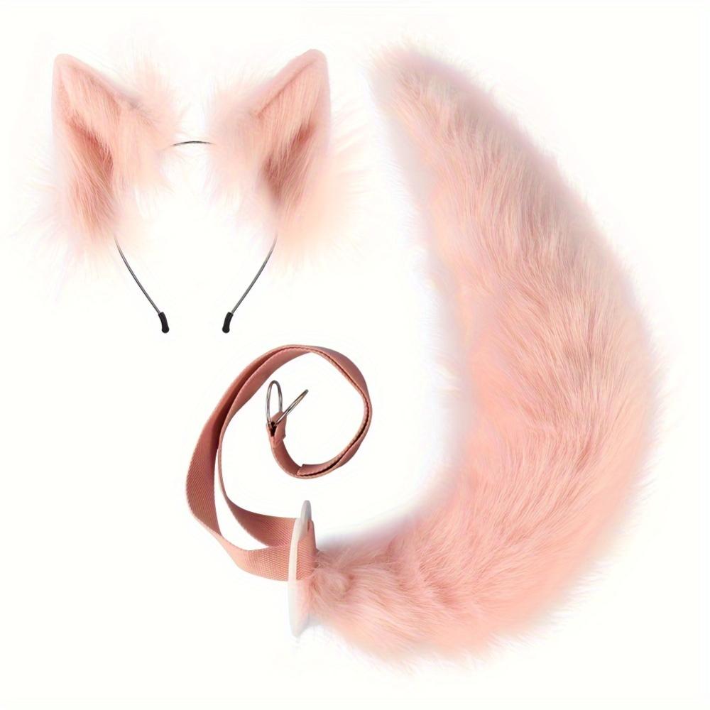 2 Piece Fox Set - Adjustable Furry Tail and Removable Ears, Suitable for Halloween Animal Play Parties, Halloween Gift Cosplay