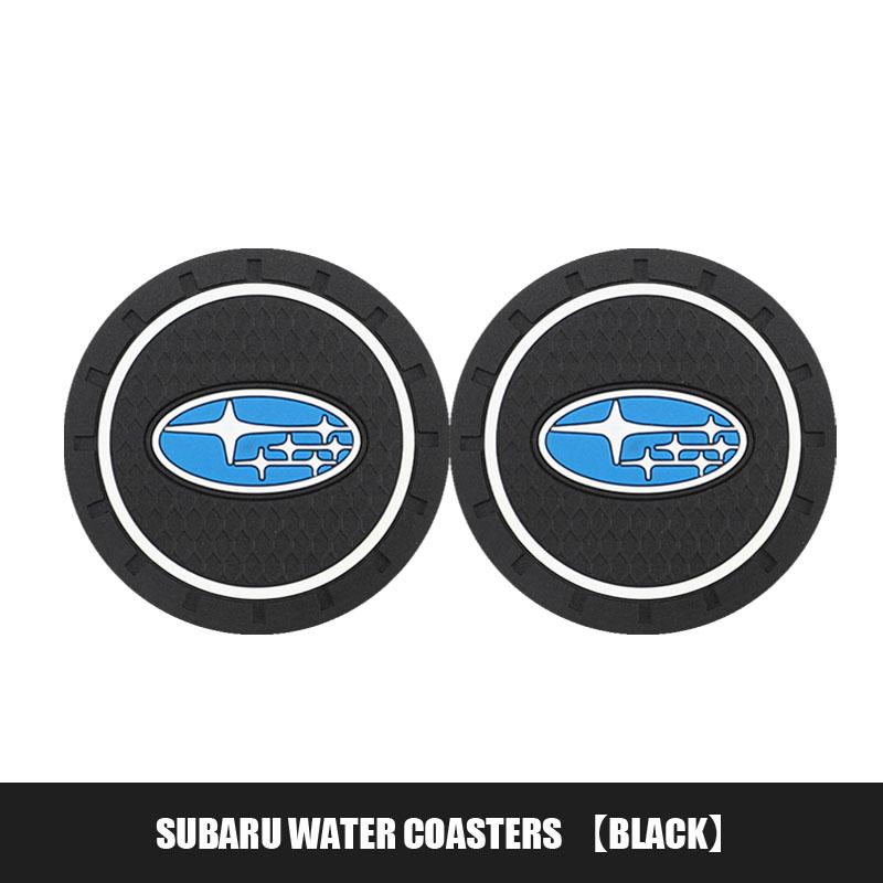 2Pcs Car Coaster PVC Logo Water Cup Pad Anti Slip Mat Accessories For Subaru STI WRX Forester Impreza Legacy Outback BRZ Tribeca