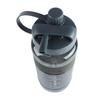 Sports Water Bottle Leakage Proof Detachable Silicone Straw Portable Drinking Bottle with Handle Strap 2000ml Gray