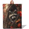 Cute Raccoon Throw Blanket for Women Girls Boys, Soft Flannel Blankets Gifts for Living Room Couch, Home, Sofa Decor, 50"x60"
