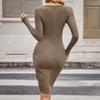 Women's New Slit Autumn and Winter Dress Knitted Fashion