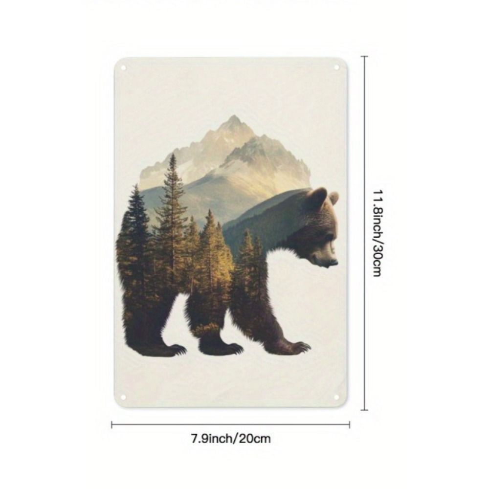 Retro Black Bear Mist Art Tin Sign 20x30cm Dramatic Wall Decor