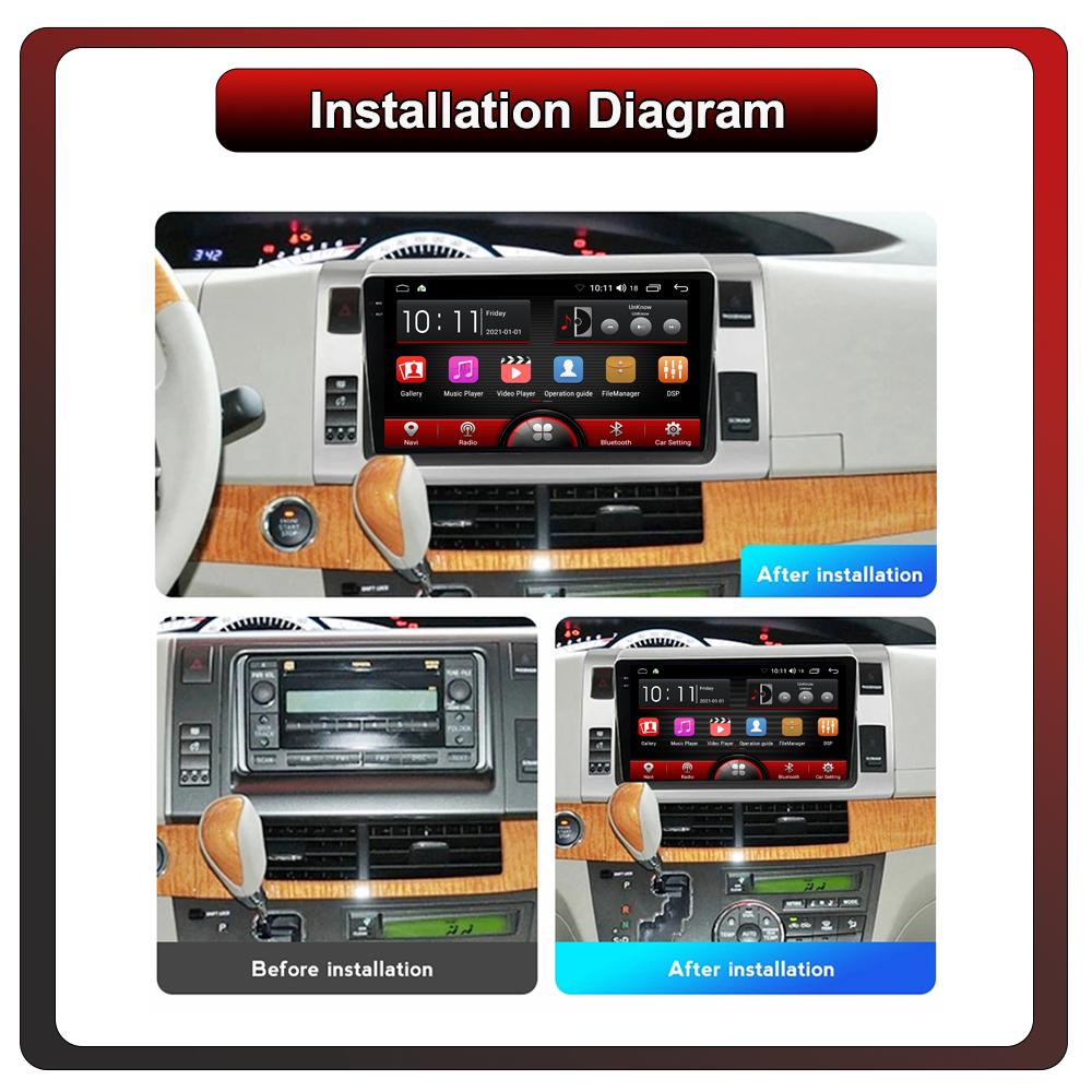 2Din Android Car-Play Car Radio,Toyota Estima 2006-2015,Multimedia Player Head Unit Stereo GPS Navigation BT WIFI,2+32GB