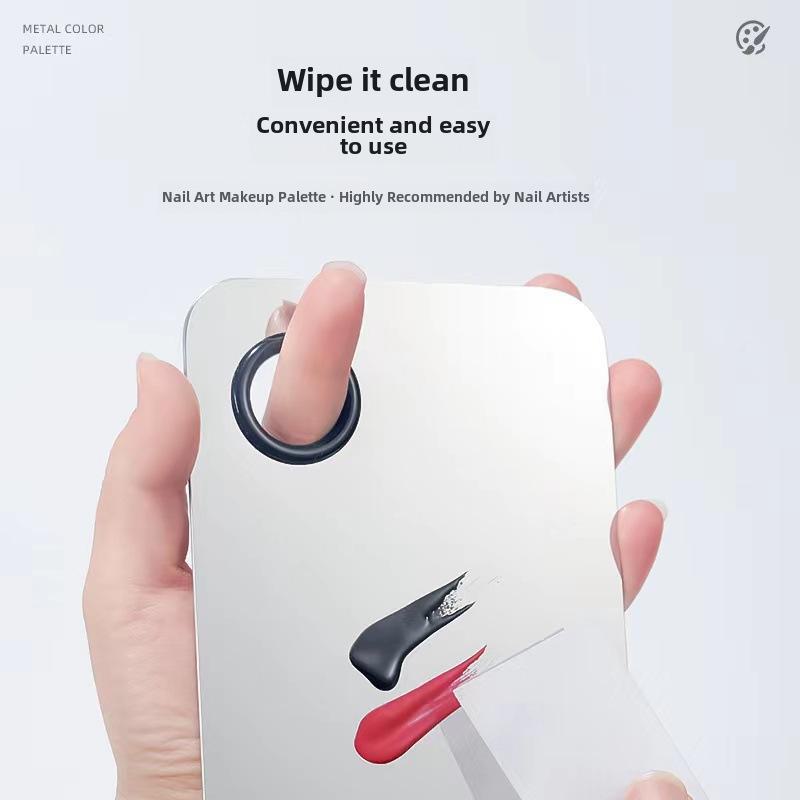 Stainless Steel Makeup Palette Set: Includes Color Sticks, Liquid Foundation, Lipstick, Nail Color Tools.