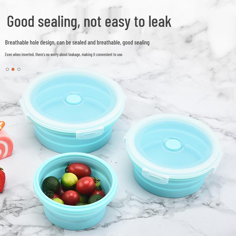 Microwave-Safe Foldable Silicone Lunch Box - High-Temp Resistant, Portable & Fresh-Keeping