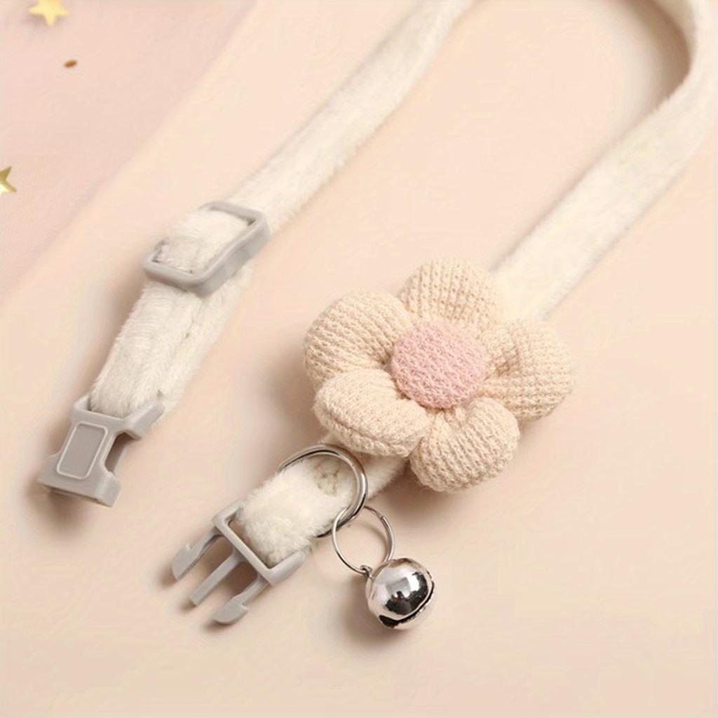 1pc Cute Dog Necklace with Flower Decor and Bell Strap - Pet Collars and Leads for Stylish Pups