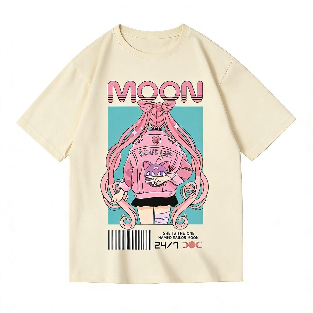 

Sailor Moon Usagi Tsukino Unisex Pure Cotton Tshirt 2026 Summer New Anime Print Loose Casual Parentchild Short Sleeved Top S