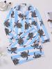 Girls' Spring/Autumn Long Sleeve Pajama Set - Printed, Casual, Comfortable