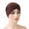 H117 Forehead Criss Cross Muslim Turban Pure Color Stretch Inner Hijabs For Caps Ready To Wear Women Head Scarf Under Bonnet