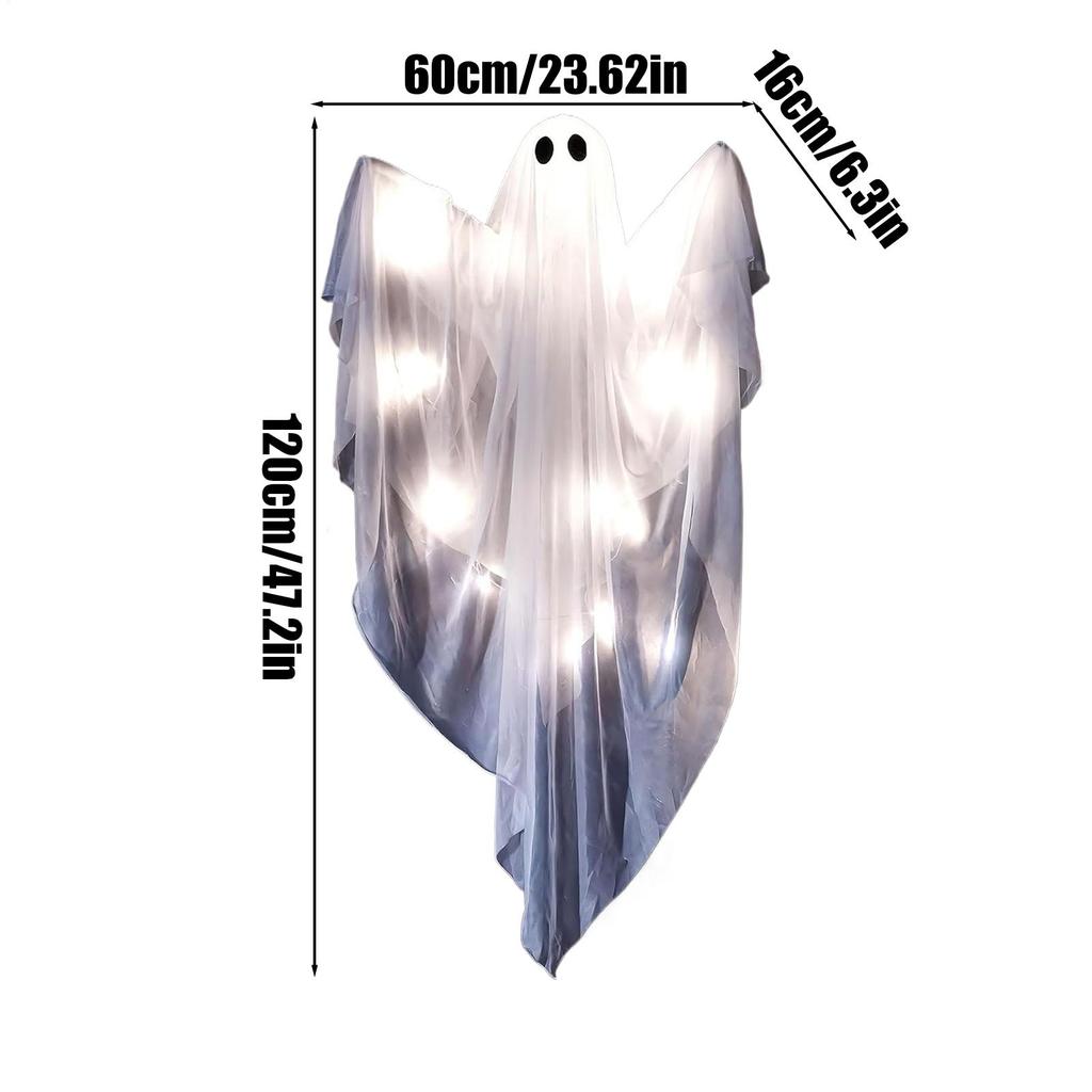 Halloween Ghost Dimmable Light Up Ghost Decorations Hanging Ghost Halloween Deco Ghost Pendant with 3 Light Modes and Sound