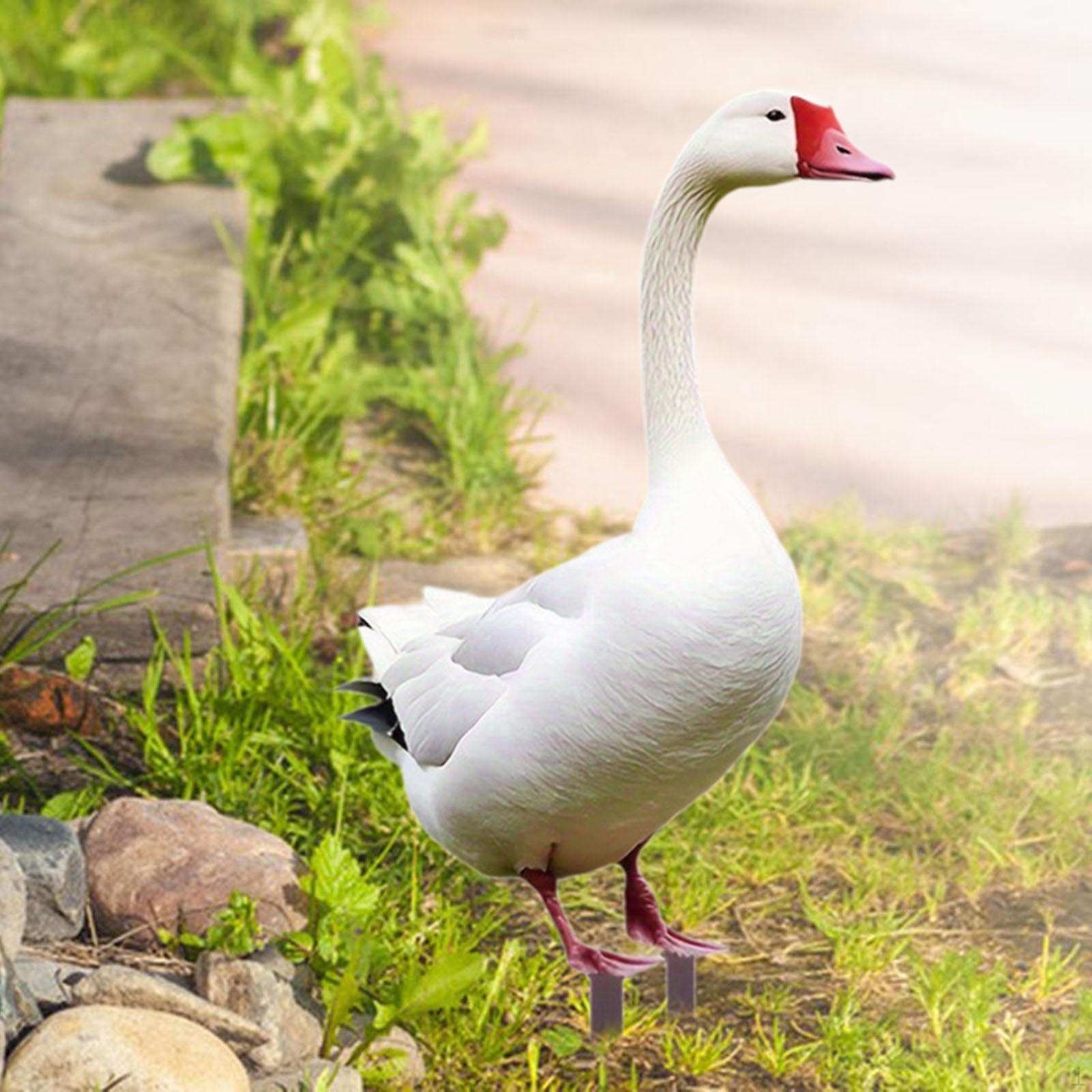 Garden Animal Stake Decorative 2D Yard Art Acrylic Simulation Sign White Goose
