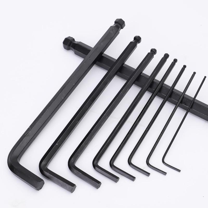 1.5/2/2.5/3/4/5/6/8/10mm Metric Ball End Hex Key Wrench Set L-Shape Long Arm Wrenches Hexagon Screwdriver Spanner with Holder
