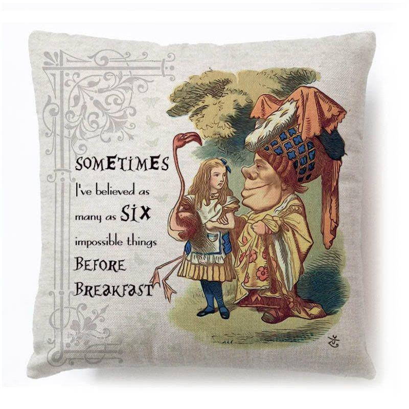 Cotton Linen Alice In Wonderland Pillow Case For A Charming Decor**