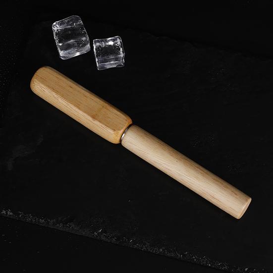 Ice Picks Stainless Steel Ice Cone with Wooden Handle Manual Ice Modeler Ice Crusher Tool for Ice Sculptures Mixing And Chiseling
