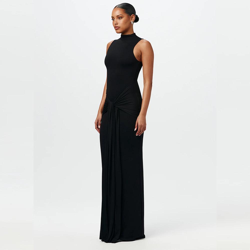 Tooxika Spring And Summer Women's Solid Color Round Neck Sleeveless Strappy Slim Hip Dress