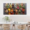 Kitchen Themed Wall Art Decor Colorful Spice and Spoon In Table Canvas Paintings Food Cooking Ingredients Canvas Art Print Decor