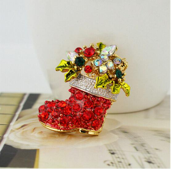 Christmas Ruby Boots Brooch - European & American Fashion Bestseller Lapel Pin Gift