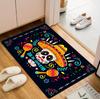 Dia De Muertos Sugar Skull Doormat Colorful Mexican Day of The Dead Print NonSlip Washable Floor Mat for Front Door Decor