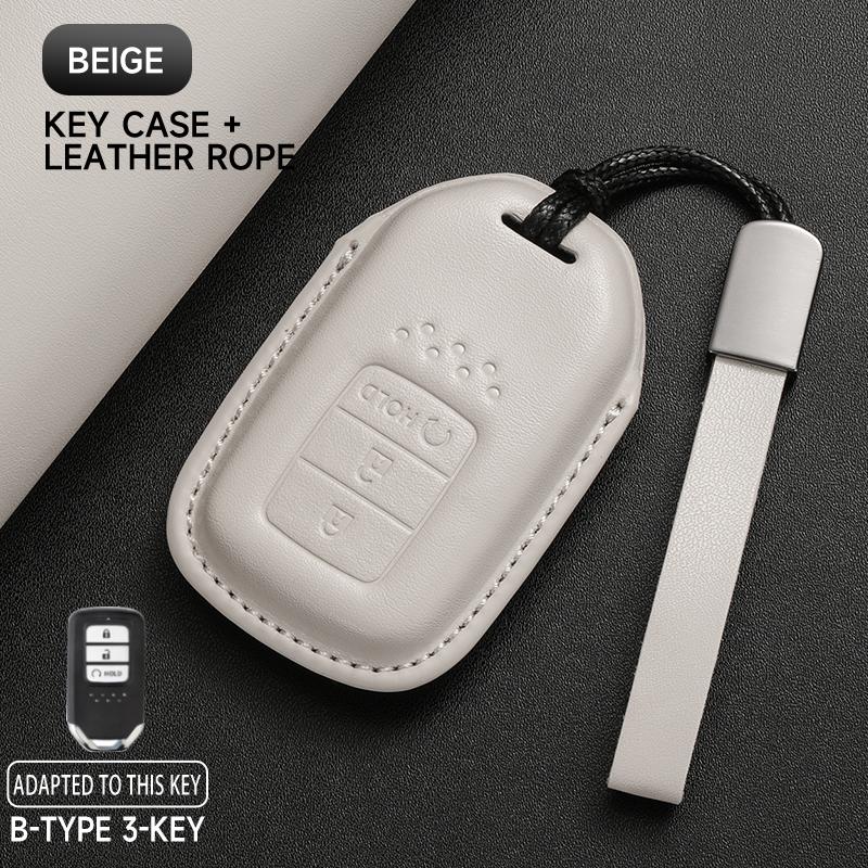 Leather Car Key Cover Case Protection Shell Keychain For Honda Accord Civic 8 10 11 Th Gen HR-V CR-V BR-V Vezel Jazz Freed Pilot