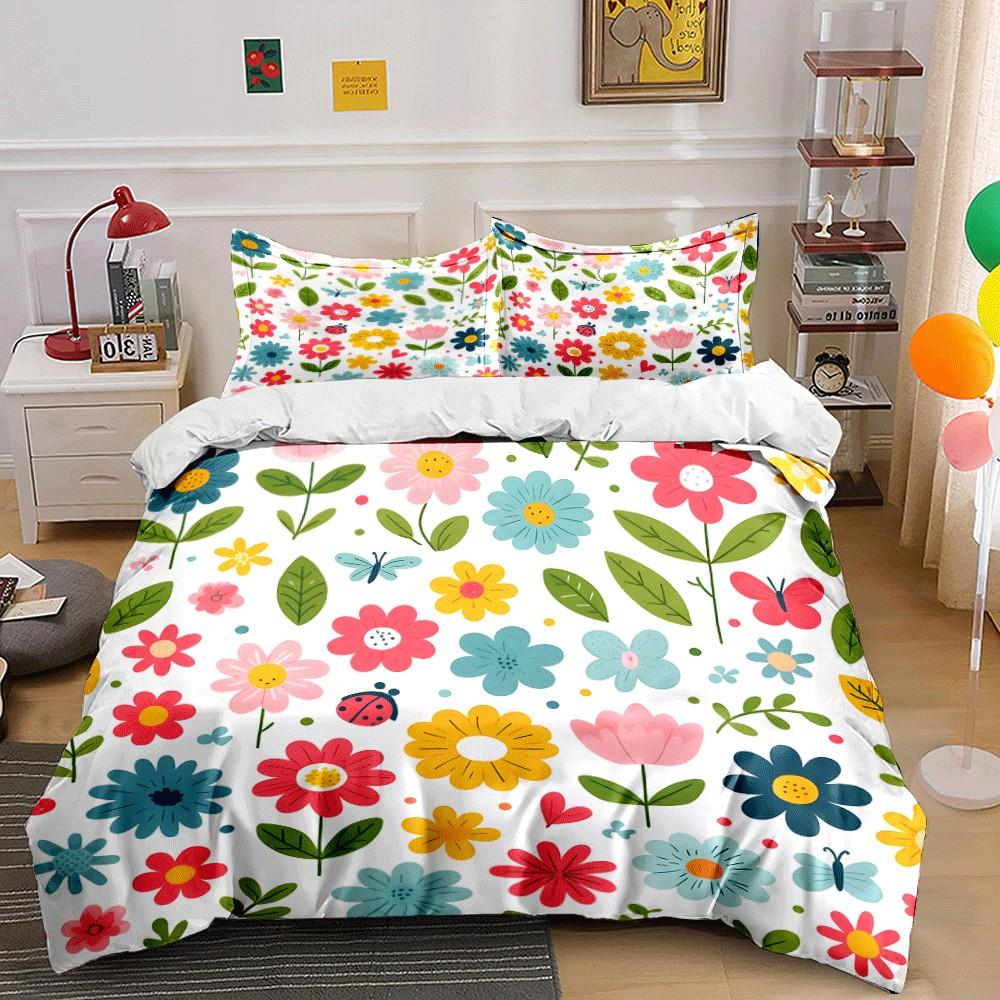 Floral Three-Piece Set For Decoration Exquisite Three-Piece Bedding Set Gift For Kids And Adults