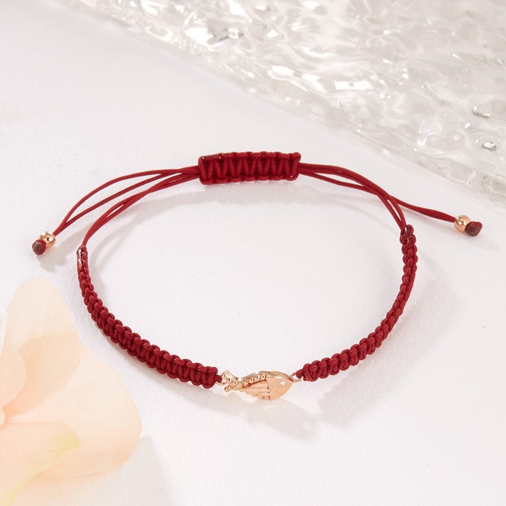 

[Bnbgold] 14K/18K Rowlet Cut Fish Silk String Knot Bracelet Pnb41905 14K white gold