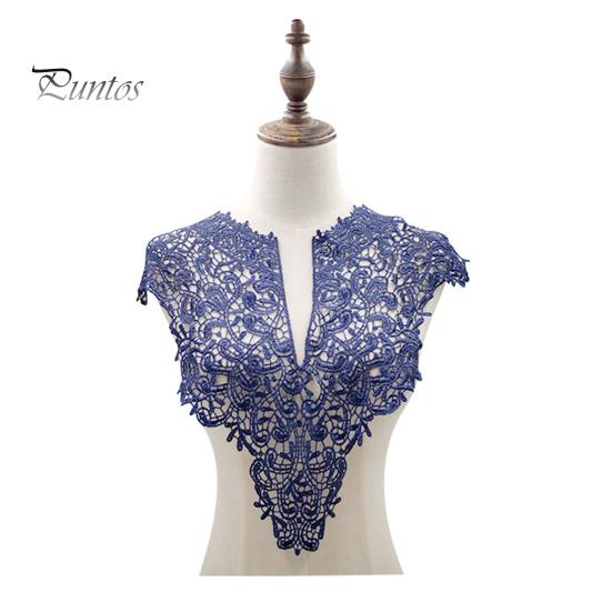 Spetsar Fake Collar Brodered Corsage Hollow Design Stora Blommor Avtagbar Fram/Back Krage Spets Applikation Kvinnlig Charm för syaffär