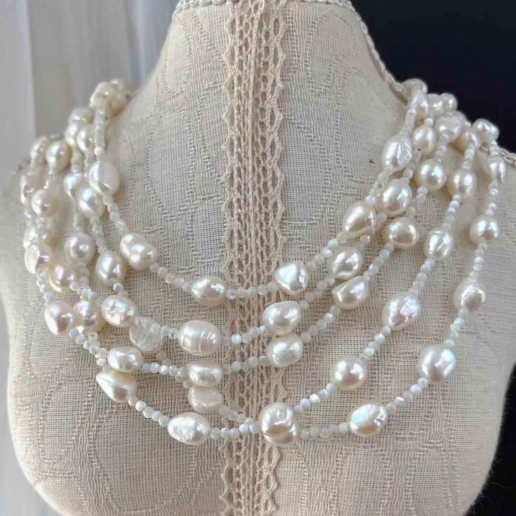 Vintage High Quality Natural Freshwater Pearl Natural Shell Gypsy Atmosphere Collarbone Chain Necklace