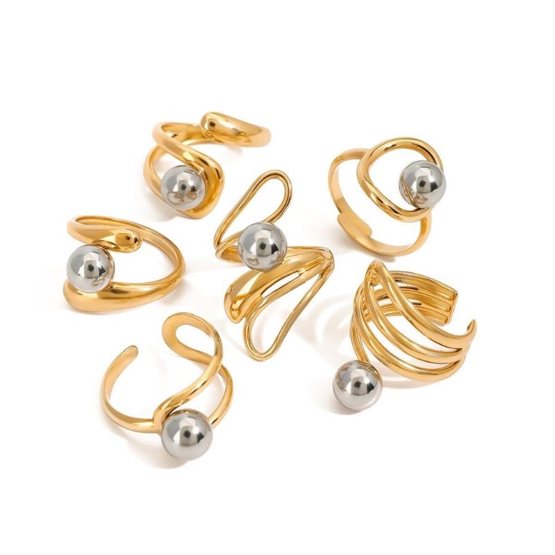 Anello Moderno Minimalista Vuoto Linea Irregolare Misura Flessibile Accessorio in Acciaio Inossidabile Per Occasioni Casual O Formali