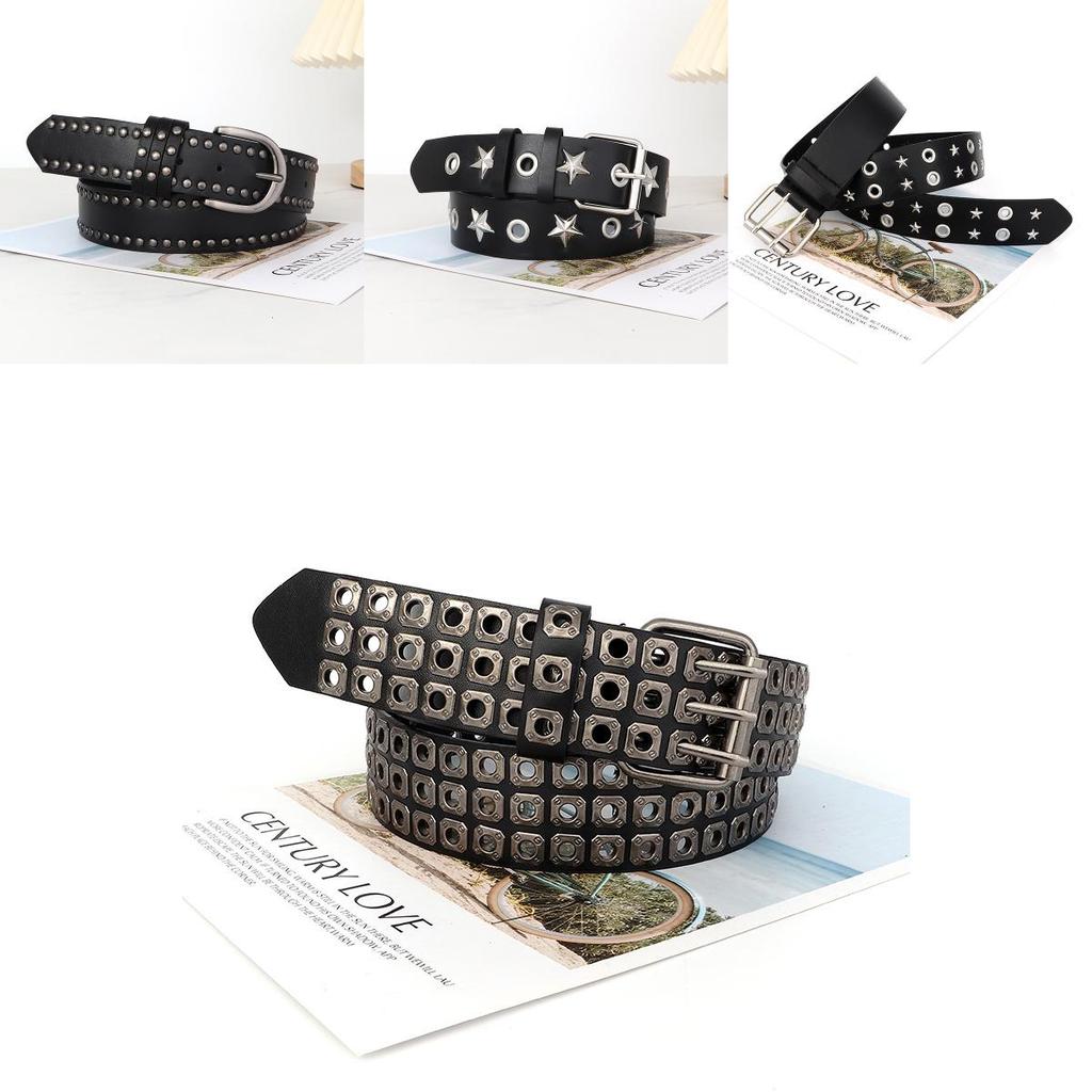 Punk Wide Leather Belt With Vintage Metal Closure For Casual And Office Looks