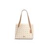 New Horse And Garriage Coated Canvas With Leather Tote Bag, Shopping Bag, Handbag, Shoulder Bag Tubas Women's Ecru C4061-IMM6H