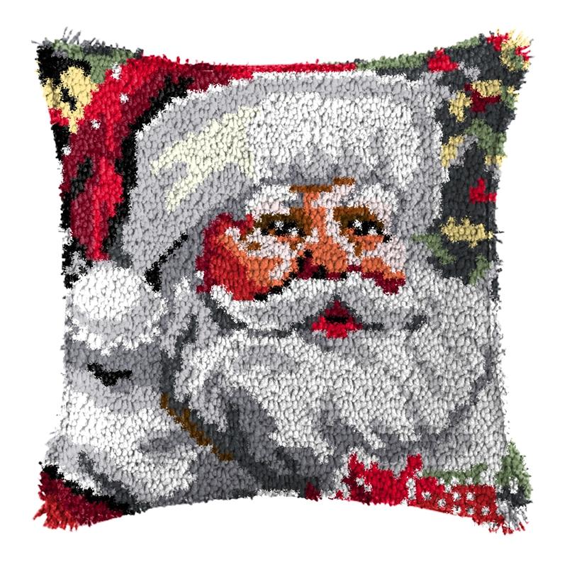 Christmas Deer Latch Hook Kit Santa Claus Knot Pillow Package Embroidery Latch Hook Kits Cushion Pillowcase Set For Needlework