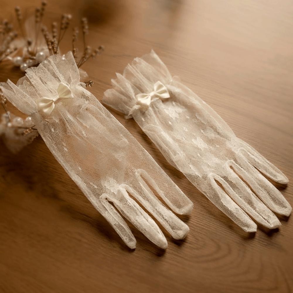 Soft Bridal Gloves Thin Mesh Short Lace Gloves Elegant Wedding Gloves  Bridesmaids