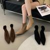 2025 autumn and winter new simple matte suede flat socks boots flat heel thin boots temperament pointed short boots women
