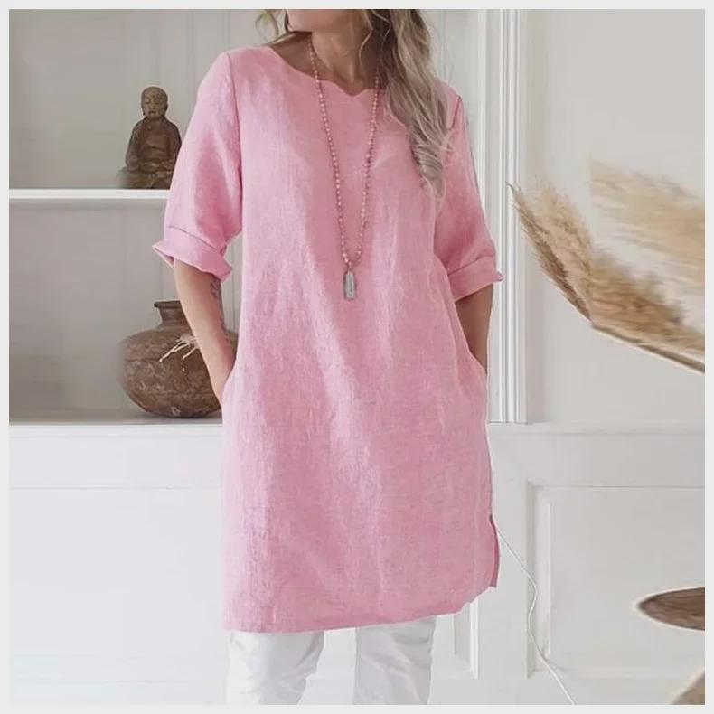 

2024 Women s Cotton & Linen Short-Sleeve A-Line Midi Dress XL сірий колір