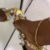 Fashion 11cm New Pointed Head Gold Rivet Rhinobason Fine Heels Summer Sandals European And American Fashion Shoes