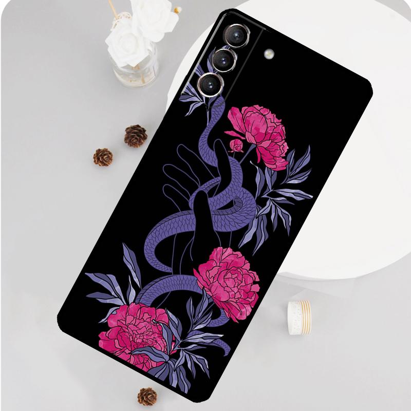 Snake Flower Phone Case For Samsung Galaxy S25 S26 Ultra S20 S21 S22 S23 S24 Plus S10 S25 FE Funda Cover