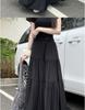 2026 New Style Women's Pink French Cake Skirt with Elastic Waistband - Spring/Summer Loose Slimming Half Skirt